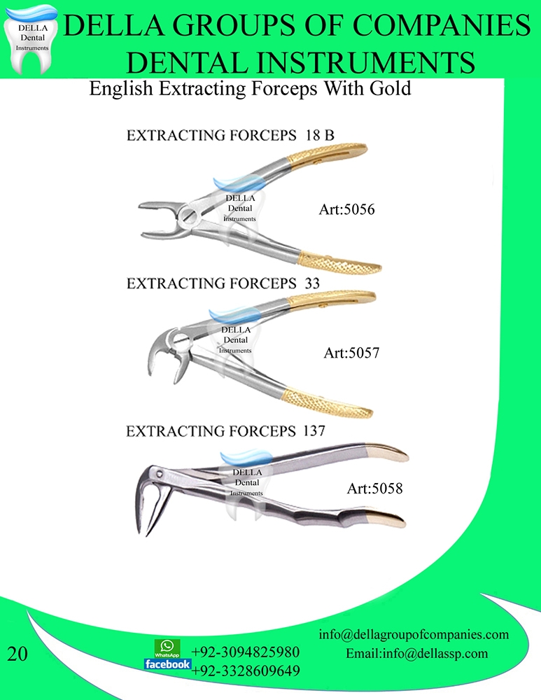 English Extracting Forceps with Gold